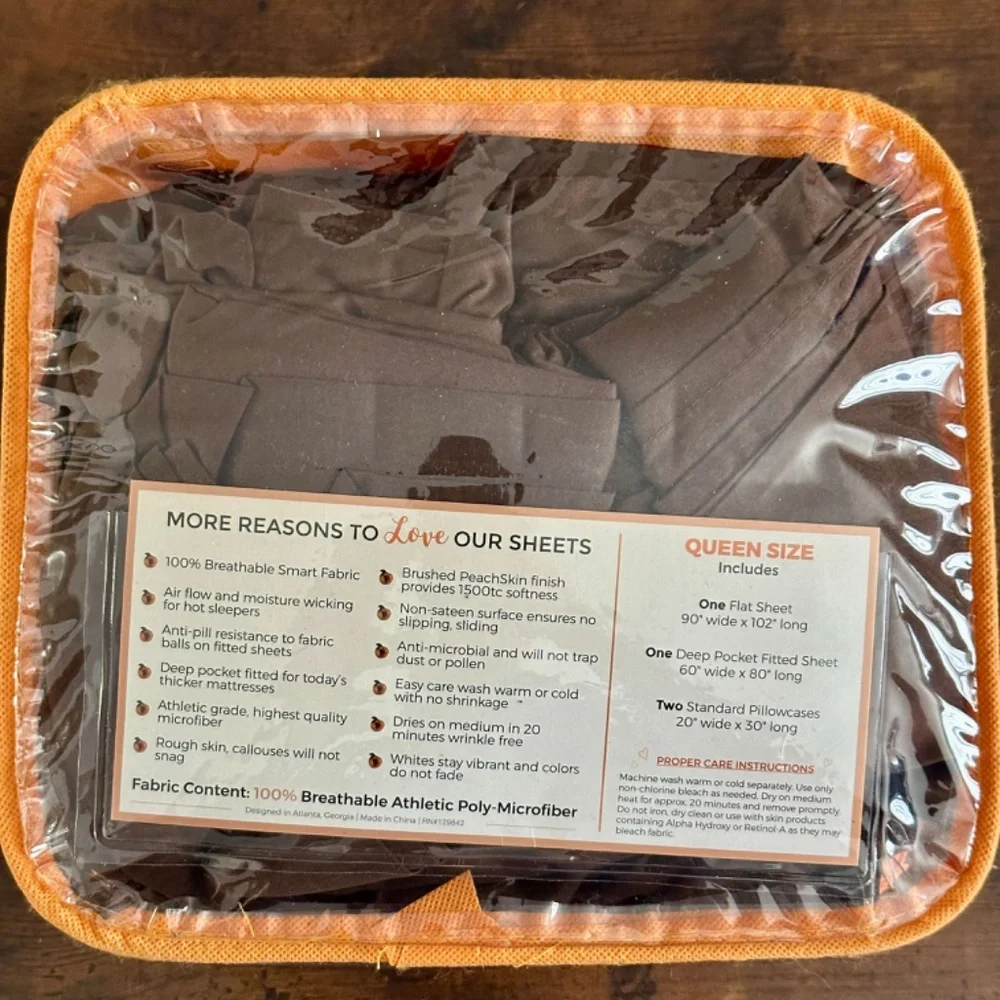 PeachSkinSheets Chocolate Sheet Set 1500tc Level of Softness Soft Cool Queen - Picture 7 of 7